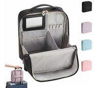 2026 Handheld Partitioned Cosmetic Bag - Upright Waterproof PU Leather Travel Makeup Organizer Pouch (Black)