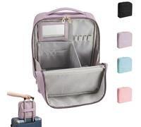 2026 Handheld Partitioned Cosmetic Bag - Upright Waterproof PU Leather Travel Makeup Organizer Pouch (Purple)