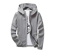 2026 - Hommes Casual Pure Color Plus Size Sweat à Capuche Fermeture éclair Manteau de Sport Extérieur Manteau Mince Homme, gris, 7XL