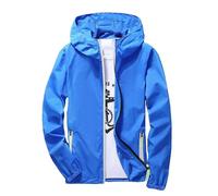2026 - Hommes Casual Pure Color Plus Size Sweat à Capuche Fermeture éclair Manteau de Sport Extérieur Manteau Mince Homme, BU1, L