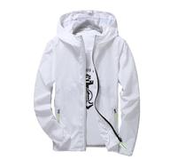 2026 - Hommes Casual Pure Color Plus Size Sweat à Capuche Fermeture éclair Manteau de Sport Extérieur Manteau Mince Homme, Blanc., 4XL