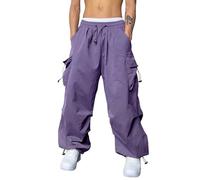 2026 - Hommes Casual Taille Couleur Sport Chapeau Woven Poche Pied Corde Solide Pantalons Rue Cargo Cravate Hommes Cargo Pantalons Vélo Hommes, lilas, XL