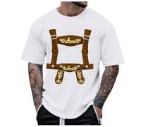 2026 Hommes Fête de la bière Glamour Pantalon traditionnel en cuir imprimé T-shirt Débardeur Pack, Blanc., 3XL