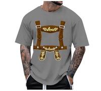 2026 Hommes Fête de la bière Glamour Pantalon traditionnel en cuir imprimé T-shirt Débardeur Pack, gris, 3XL