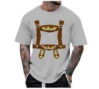 2026 Hommes Fête de la bière Glamour Pantalon traditionnel en cuir imprimé T-shirt Débardeur Pack, Gris clair., XL