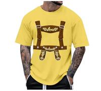 2026 Hommes Fête de la bière Glamour Pantalon traditionnel en cuir imprimé T-shirt Débardeur Pack, jaune, XL