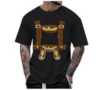 2026 Hommes Fête de la bière Glamour Pantalon traditionnel en cuir imprimé T-shirt Débardeur Pack, Noir , XL