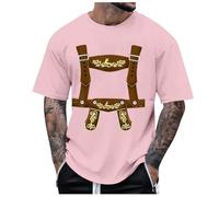 2026 Hommes Fête de la bière Glamour Pantalon traditionnel en cuir imprimé T-shirt Débardeur Pack, Rose, 3XL