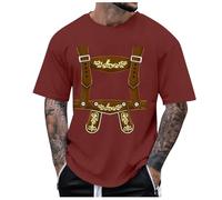 2026 Hommes Fête de la bière Glamour Pantalon traditionnel en cuir imprimé T-shirt Débardeur Pack, rouge, XL