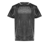 2026 Hommes T-shirts Velours Mode Hip-Hop Slim Simple Manches Courtes, gris, L