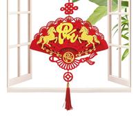 2026 Horse Year Ornament, Vietnamese Lunar New Year Pendant, Flat Display Decoration, Spring Festival Accent, Elegant Home Décor for Living Room Bedroom Entryway, 17.72x15.75 inches