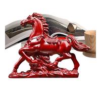 2026 Horse Year Wealth Success Decor - Sculpture en bois massif | Ornement de poney artistique à la main, Statue animale pour le bureau moderne de la bibliothèque de bureau de bureau à domicile