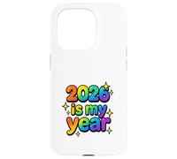 2026 is My Year Rainbow Optimistic Ludique Bubbly Esthétique Coque pour iPhone 15 Pro