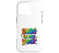 2026 is My Year Rainbow Optimistic Ludique Bubbly Esthétique Coque pour iPhone 16 Pro