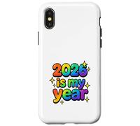 2026 is My Year Rainbow Optimistic Ludique Bubbly Esthétique Coque pour iPhone X/XS