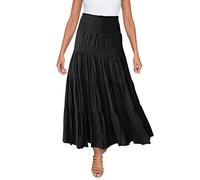 2026 - Jupe d'été pour femme - Élastique - Taille haute - Boho - Cordon de serrage - Ligne A - Jupe longue Aline, Noir , M