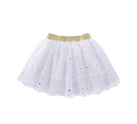 2026 Jupe tutu en tulle pour enfant avec imprimé pailleté Étoile Princesse Jupe de fête pour fille de 1 à 10 ans Short d'été pour fille, Blanc., 4-5 ans