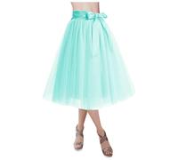 2026 - Jupe tutu Lolita pour femme - Jupon court - Jupe midi pour occasions élégantes - Enfants avec bretelles, Vert menthe., taille unique