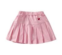 2026 Jupes pour tout-petits et petites filles évasées unies plissées, Rose, 6-7 ans