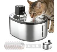 2026 La Fontaine INOX Premium - Édition sans Fil, Fontaine A Eau Chat avec 9élément Filtrant, sans Fil avec Detecteur De Mouvement - Batterie 3000mah, Pompe Ultra-Silencieuse, Niveau d'eau Visible