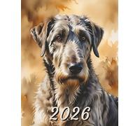 2026: Large Monthly Calendar Planner - Watercolor Irish Wolfhound Dog