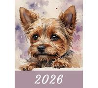 2026: Large Monthly Calendar Planner - Watercolor Yorkshire Terrier Dog