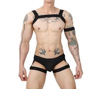 2026 - Legging pour homme - Tanga Muscle Line - Entrejambe ouvert, Noir , XL