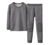 2026 Lot de 2 sous-vêtements thermiques pour adolescents et enfants avec t-shirt de compression, leggings, pantalons, couche de base pour temps froid, gris, 4-5 ans