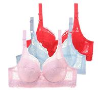 2026-Lot de 3 Soutiens-Gorge Femme avec Armature Ensemble Soutien-gorge Push Up Bustier Sport Bra pour Femmes, Soutien Gorge D'entraînement Mon Panier Afficher, Rose, 115B