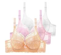 2026-Lot de 3 Soutiens-Gorge Femme avec Armature Ensemble Soutien-gorge Push Up Bustier Sport Bra pour Femmes, Soutien Gorge D'entraînement Mon Panier Afficher, beige, 100C