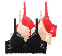 2026-Lot de 3 Soutiens-Gorge Femme avec Armature Ensemble Soutien-gorge Push Up Bustier Sport Bra pour Femmes, Soutien Gorge D'entraînement Mon Panier Afficher, Noir , 100D