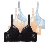 2026-Lot de 3 Soutiens-Gorge Femme avec Armature Ensemble Soutien-gorge Push Up Bustier Sport Bra pour Femmes, Soutien Gorge D'entraînement Mon Panier Afficher, bleu, 115D