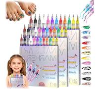 2026 Lot de 3 stylos pour nail art, 12 couleurs, pour nail art, ligne DIY, graffiti, gribouillage, décoration, décrire et peinture (3 pièces)