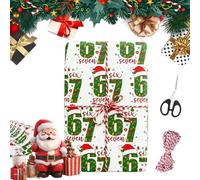 2026 Lot de 67 feuilles de papier cadeau de Noël mignon, papier cadeau amusant pour apporter des ciseaux et une corde, simple et rapide, pour cadeaux de lutin et articles de farce, blanc, 50 x 180 cm
