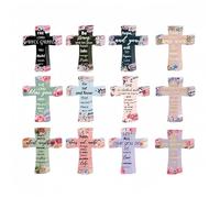 2026 Magnetic Cross Bookmarks Gifts, Christian Cross Magnetic Bookmarks with Inspiration Sayings, Religious Page Clips for Bible Study, Readers, Teachers, Students (12 pcs- Flower style)