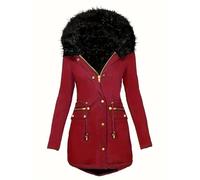 2026 Manteau fin à capuche décontracté pour femme Fermeture éclair Plus velours épais d'hiver (3), RD1, L