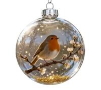 2026 Marine & Forest Life Glass Decoration Collection Animal Ball Decoration for Xmas Tree Memorial Gifts (Robin)