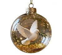 2026 Marine & Forest Life Glass Decoration Collection Animal Ball Decoration for Xmas Tree Memorial Gifts (Dove of Peace)