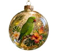 2026 Marine & Forest Life Glass Decoration Collection Animal Ball Decoration for Xmas Tree Memorial Gifts (Parrot)