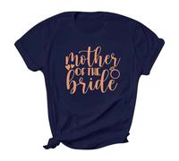 2026 Mère de la mariée Hauts pour femmes Graphique d'été ample T-shirts décontractés à col rond T-shirts tendance mignon sexy d'été pour sortir T-shirt amusant à manches courtes Lettre, noir foncé, M