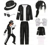 2026 Michael Jackson KidsClothes Cosplay Birthday Party Dance Performance Children's Costume Pop Star Outfits Wig