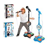 2026 Microphone Stand Kids, Multifunctional Girls Microphone and Stand, Microphones Toy, with Flashing Stage Lights and Pedals (2PCS-B)