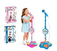 2026 Microphone Stand Kids, Multifunctional Girls Microphone and Stand, Microphones Toy, with Flashing Stage Lights and Pedals (2PCS-C)