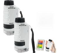 2026 Microscope Portable Enfant,60-120x Portable Child Microscope,LED Illuminated Pocket Microscope for Kids Adults Gift (2PCS)