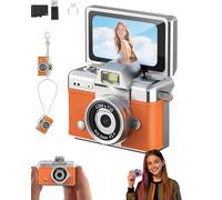 2026 Mini Digital Camera with 1.47 in LCD Screen, 1080p HD Tiny Retro Keychain Camera, Flip Screen Mini Cam with Built-in Flash, 32gb Card for Travel, Concert, Study Recording (I)