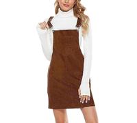 2026 - Mini robe en velours côtelé pour femme - Réglable - Robe à bretelles boutonnées - Avec poches - Élégante robe unie en velours côtelé - Pour adolescente et fille - Costume sexy de policière