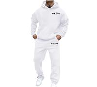 2026 Mode Automne et Hiver Hommes Femmes Casual Lettres Imprimer Ensemble Sweat à Capuche Sport Manches Longues, Blanc., XXL