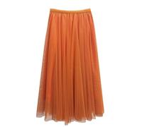 2026 Mode Femme Big Swing Jupe Mince A-Line Jupe Couleur Massive Rock1, Orange, L