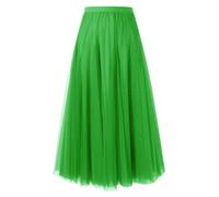 2026 Mode Femme Big Swing Jupe Mince A-Line Jupe Couleur Massive Rock1, Vert clair., S