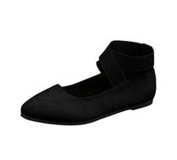 2026 Mode Femme Couleur Unie Daim Chaussures de Loisirs Élastiques Un Tempérament À enfiler Chaussures Confortables, Noir , 37 EU